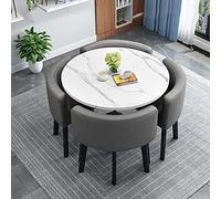 Ensemble Table de Cuisine Ronde Moderne et 4 chaises, mobilier de Salle à Manger Peu encombrant pour la Maison et Le Bureau, chaises en Tissu de 90 cm, Ensemble de réception économ