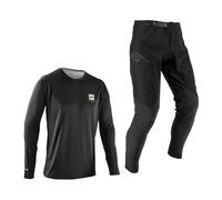 Leatt Completo Bambino Maglia e Pantaloncini MTB Gravity 1.0 | Nero | S/eu120/130cm