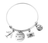 Ensianth - Braccialetto con ciondoli a tema viaggi, regalo ideale per hostess e Acciaio inossidabile, colore: Remember the moments Bracelet, cod. NA
