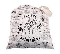 ENSIANTH Hex the Patriarchy Tote Bag Witchy Regali per femministe Regali di Halloween Smash the Patriarcy Canvas Tote Witchcraft Bag, Hex il Patriarcato, large