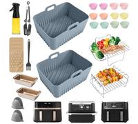 ENSINE Accessori per friggitrice ad aria, inclusi rivestimenti in silicone aggiornati per Ninja AF400UK/AF451UK/AF500UK, bottiglia spray per olio in vetro (200 ml), teglia per pagnotta, friggitrice ad