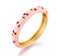 ENSKEFEN Braccialetti colorati incernierati per le donne carino frutta ciliegia multicolore fiore smalto oro braccialetti dichiarazione largo grosso braccialetto, One Size, Ottone, Nessuna pietra