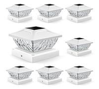 ENSLI Confezione da 8 luci solari a 2 modalità, luminose a energia solare, per esterni, impermeabili, per recinzioni, pali da esterni, ad energia solare, per pali da 4 x 4, 4,5 x 4,5, 5 x 5, 5 x 5