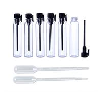 Enslz 100pcs profumo campioni mini bottiglie con coperchio nero vetro vuote flaconi contagocce per viaggi e party, Vetro, Clear, 1ml