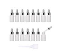 Enslz 15pcs 3ml Mini Vacío Frosted Aceite Esencial Frasco Cuentagotas de Vidrio Botellas Reutilizables Vial Nasal Aceite cuentagotas botella recargable (3ml, Plata)