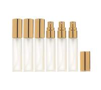 Enslz 6 flaconi spray in vetro smerigliato, 10 ml, ricaricabili, per profumo, 2 pipette da 3 ml (dorato)