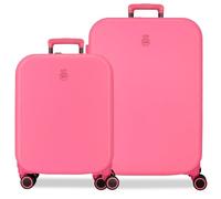 Enso Annie - Set di valigie rosa 55/70 cm, rigida ABS, chiusura TSA integrata, 116 l, 7,54 kg, 4 ruote doppie bagaglio a mano, Rosa, Set di valigie