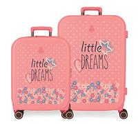 Enso Little dreams Set valigie rosa 55/70 cm ABS rigido Lucchetto TSA integrato 116L 7,54 kg Bagaglio a mano 4 doppie ruote
