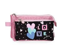 Enso Love Vibes Astuccio triplo rosa 22 x 12 x 5 cm Poliestere, Rosa, Astuccio triplo