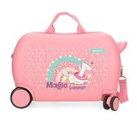 Enso Magic Summer Valigia per bambini, realizzata in ABS, ruote doppie a rotazione multidirezionale, molteplici modi per usarlo, Rosa, 45 x 31 x 20 cm, Valigia per bambini