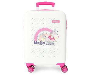 Enso Magic Summer Valigia per bambini, realizzata in ABS, ruote doppie a rotazione multidirezionale, molteplici modi per usarlo, bianco, 33 cm x 50 cm x 20 cm, Valigia