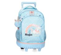 Enso Magic Summer, zaino per bambini, zaino per la scuola, realizzato in poliestere, doppie ruote multidirezionali, molteplici modi per usarlo, rosa e blu, Blu chiaro, Taglia unica, Zaino ruote