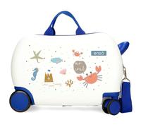 Enso Mr Crab - Zaino per bambini in ABS, doppia ruota girevole multidirezionale, chiusura laterale a combinazione per viaggi sicuri, molteplici usi, bianco, 31 cm x 45 cm x 20 cm, Valigetta per