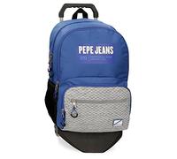 Enso Pepe Jeans Darren Zaino scuola doppio scomparto con carrello blu 33 x 44 x 17 cm poliestere 24,68 l, blu, Zaino scolastico doppio scomparto con carrello