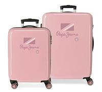 Enso Pepe Jeans Holi Set di valigie rosa 55/68 cm Rigida ABS Chiusura a combinazione laterale 104 l 6 kg 4 ruote doppie
