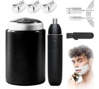 Enspiracle Mini Shaver, 2025 Newest Unisex Mini Portable Electric Shaver, Pocket Size Washable Electric Razor, Travel Wet Dry Electric Shavers for Men Women, IPX7 Waterproof (With nose hair trimmer)