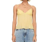 ensswliz Donne Y2k Pizzo Trim Camisole Spaghetti Strap Backless Mesh Vedi Attraverso Crop Top Carino Fata Uscire Camis Vest Top Streetwear, Colore: giallo, XL