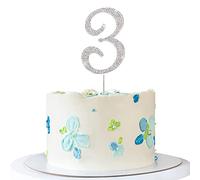 ENSTAB 0-9 decorazioni per torta in argento con strass Happy Birthday Cake Topper Anniversario Decorazione torta (3), SHINY-10