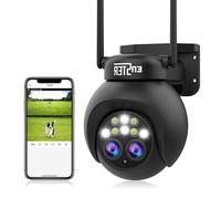ENSTER PTZ Telecamera Wi-Fi Esterno con Doppio Obiettivo, 2K Camera IP Sorveglianza Tracciamento Auto dello Zoom Rilevamento Umano 8X Zoom Híbrido,Visione Notturna a Colori,Audio Bidirezionale