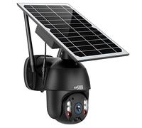 ENSTER Telecamera Wifi Esterno Senza Fili Videocamera Sorveglianza Solare 360 gradi 2K con Pannello Solare, Batteria, Visione Notturna, Rilevamento del Movimento, Audio Bidirezionale, Impermeabile