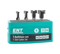 ENT 09045 Set da 4 pz. Frese scanalature a T M5, M6, M8, M10, codolo 8 mm, in metallo duro, per viti esagonali con filettatura metrica, frese legno