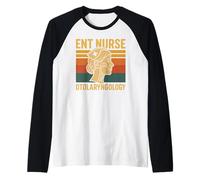 ENT Infermiera Otorinolaringoiatria Orecchio Naso Gola retrò Infermieristica Medic Maglia con Maniche Raglan