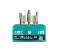 ENT Router cutter set for grooves and flush routing- 5 pieces small silver