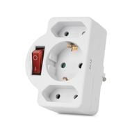 Entac Adattatore con interruttore, 2 Euro e 1 Schuko, bianco, compatto e pratico