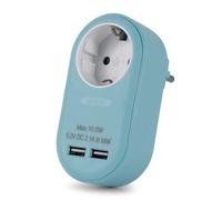 Entac Adattatore per presa + 2 prese USB-A blu