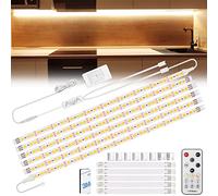 Enteenly Striscia Led 3 Metri Bianco Caldo, con Telecomando Sotto l'armadietto Luci per Vetrina, Cucina, Scrivania, Retroilluminazione TV, 2700K