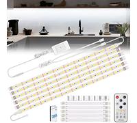 Enteenly Striscia Led 3 Metri Bianco Fredda con Telecomando Sotto l'armadietto Luci per Vetrina, Cucina, Scrivania, Mensola, con Spina EU, 6500K