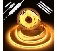 Enteenly Striscia LED COB 2 m, Retroilluminazione TV USB 5V con Dimmer e Funzione Memoria, Striscia LED Dimmerabile senza Punti per Illuminazione Bias TV, Mobili e Ambiente, 2700K