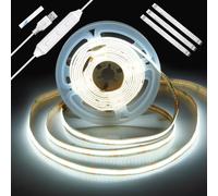 Enteenly Striscia LED COB 2 m, Retroilluminazione TV USB 5V con Dimmer e Funzione Memoria, Striscia LED Dimmerabile senza Punti per Illuminazione Bias TV, Mobili e Ambiente, 6500K