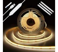 Enteenly Striscia LED COB 2 m, Retroilluminazione TV USB 5V con Dimmer e Funzione Memoria, Striscia LED Dimmerabile senza Punti per Illuminazione Bias TV, Mobili e Ambiente, 4000K