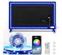 Enteenly Striscia LED TV Retroilluminazione 5m, Luci LED USB Alimentata con Telecomando e controllo APP, Striscia Luminosa a LED RGB 5050 HDTV da 55-75 Pollici, PC Monitor