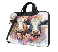 Entemne 13/14/15.6 Pollice Borsa Del Computer Portatile Acquarello Floreale Mucche Dipinte Fattoria Animale Caso Del Manicotto Del Computer Per Le Donne Degli Uomini Leggero Resistente All'Acqua