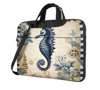 Entemne 13/14/15.6 Pollice Borsa Del Computer Portatile Dell'annata Pittura di Arte Cavalluccio Marino Cassa Del Manicotto Del Computer Per Le Donne Degli Uomini Leggero Resistente, Multi, 14 inch