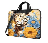 Entemne 13/14/15.6 Pollice Borsa Del Computer Portatile Giallo Blu Fiori Leopard Custodia Del Manicotto Del Computer Per Le Donne Uomini Leggero Resistente All'Acqua Del Computer Tablet Borsa A