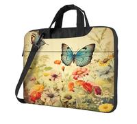 Entemne 13/14/15.6 Pollice Borsa Del Computer Portatile Retrò Bella Fiori Selvatici Farfalle Custodia Del Manicotto Del Computer Per Le Donne Degli Uomini Leggero Resistente All'Acqua Del Computer