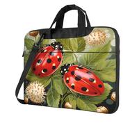 Entemne 13/14/15.6 Pollice Borsa Del Computer Portatile Rosso Coccinelle Floreale Del Manicotto Del Computer Per Le Donne Degli Uomini Leggero Resistente All'acqua Borsa A Tracolla Del Computer, Multi