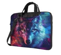 Entemne 13/14/15.6 Pollice Laptop Bag Aniaml Wolf Galaxy Art Painting Custodia Del Manicotto Del Computer Per Le Donne Uomini Leggero Resistente All'acqua Borsa A Tracolla Tablet Borsa A Tracolla