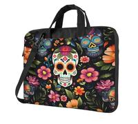 Entemne 13/14/15.6 Pollice Laptop Bag Day Of The Dead Sugar Skulll Modello Fiore Del Manicotto Del Computer Portatile Caso Per Le Donne Uomini Leggero Resistente All'Acqua Del Computer Tablet Borsa A