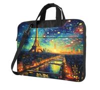 Entemne 13/14/15.6 Pollice Laptop Bag Torre Eiffel Galaxy Arte Apinting Custodia Del Computer Portatile Per Le Donne Uomini Leggero Resistente All'acqua Computer Tablet Borsa A Tracolla Valigetta