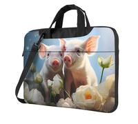 Entemne 13 Pollice Borsa Del Computer Portatile Bella Piggy Fiore Pig Custodia Del Manicotto Del Computer Per Le Donne Degli Uomini Leggero Resistente All'acqua Borsa A Tracolla Tablet, Multi, 14 inch