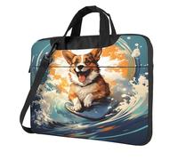 Entemne 13 Pollice Borsa Del Computer Portatile Carino Surfing Corgi Cane Del Manicotto Del Computer Caso Per Le Donne Degli Uomini Leggero Resistente All'acqua Borsa A Tracolla Tablet, Multi, 13 inch