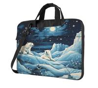 Entemne 13 Pollice Borsa Del Computer Portatile Inverno Orso Bianco Starry Sky Custodia Del Manicotto Del Computer Per Le Donne Degli Uomini Leggero Resistente All'acqua Borsa A Tracolla, Multi, 15.6