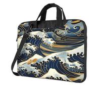 Entemne 13 Pollice Borsa Del Computer Portatile Modello Onde Giapponesi Caso Del Manicotto Del Computer Per Le Donne Degli Uomini Leggero Resistente All'Acqua, Multi, 14 inch