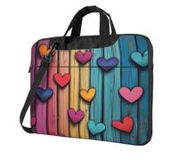 Entemne 13 Pollice Borsa Del Computer Portatile Retrò In Legno Amore Cuore Colorato Del Manicotto Del Computer Caso Per Le Donne Uomini Leggero Resistente All'Acqua Tablet, Multi, 14 inch