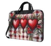 Entemne 13 Pollice Borsa Del Computer Portatile Rosso Plaid Amore Cuore Fiore Del Manicotto Del Computer Cassa Del Manicotto Per Le Donne Uomini Leggero Resistente All'acqua, Multi, 13 inch