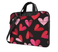 Entemne 13 Pollice Borsa Del Computer Portatile Rosso Rosa Amore Cuore Nero Custodia Del Manicotto Del Computer Per Le Donne Uomini Leggero Resistente All'Acqua Tablet Borsa A Tracolla Valig, Multi